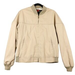 Vintage Sears Outerwear Mens Classic Beige Bomber Jacket L Plaid Lined Zip Front